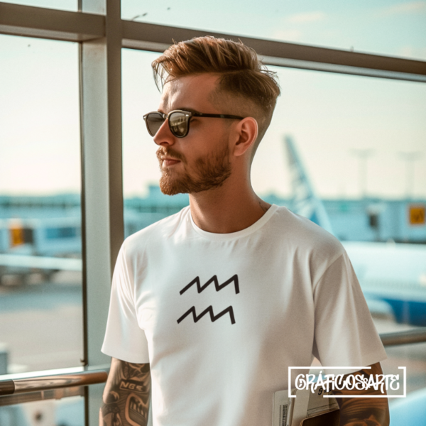 Camiseta Blanca con el símbolo de Acuario Hombre