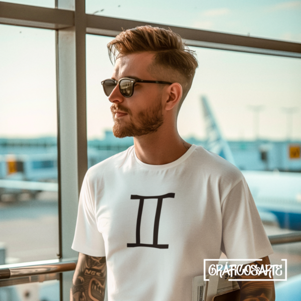 Camiseta Blanca con el símbolo de Géminis Hombre